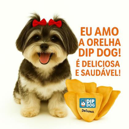 Imagem de Kit 4 Orelhas Bovina Natural Dip Dog Petisco para Pets 
