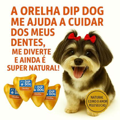 Imagem de Kit 4 Orelhas Bovina Natural Dip Dog Petisco para Pets 