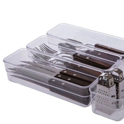 Imagem de Kit 4 Organizador Modular 22cm Paramount Diamond Gavetas Talheres