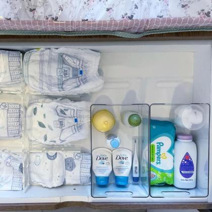 Imagem de Kit 4 Organizador Multiuso 10x20cm transparente para Geladeira Armário cozinha banheiro despensa alça plasutil etc