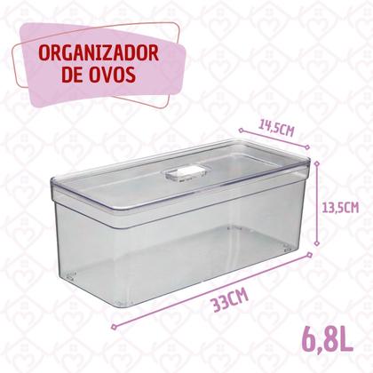 Imagem de Kit 4 Organizadores Com Tampa e Cesta Retangular Transparente