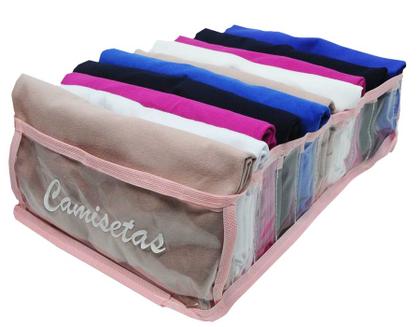 Imagem de Kit 4 Organizadores de Camisetas Transp. e Rosa 543 VB Home