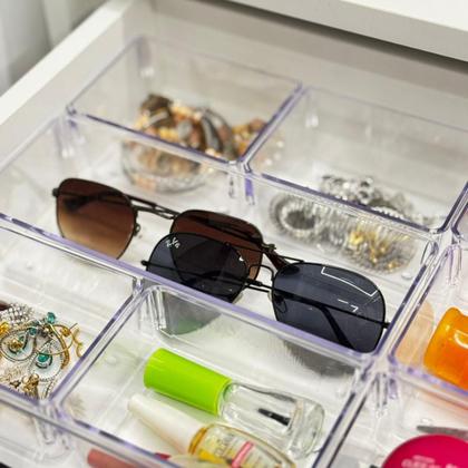 Imagem de Kit 4 Organizadores De Gavetas Acrílico Cristal Modular M