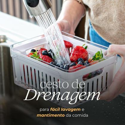 Imagem de Kit 4 Organizadores Geladeira 2,2L Acrílico para Alimentos Verduras Legumes