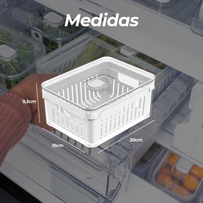Imagem de Kit 4 Organizadores Geladeira 2,2L Acrílico para Alimentos Verduras Legumes