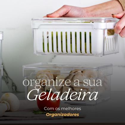 Imagem de Kit 4 Organizadores Geladeira 2,2L Acrílico para Alimentos Verduras Legumes