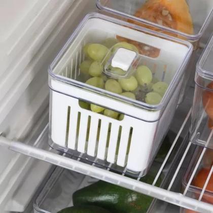 Imagem de Kit 4 Organizadores Geladeira Clear Fresh 2,8l Cesto Tampa