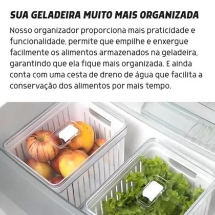 Imagem de Kit 4 Organizadores Geladeira Clear Fresh 2,8l Cesto Tampa