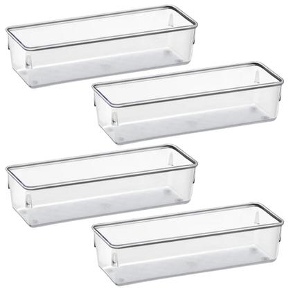 Imagem de Kit 4 Organizadores Multiuso Modular Gavetas  Acrílico Cristal Retangular Grande