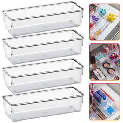 Imagem de Kit 4 Organizadores Multiuso Modular Gavetas  Acrílico Cristal Retangular Grande