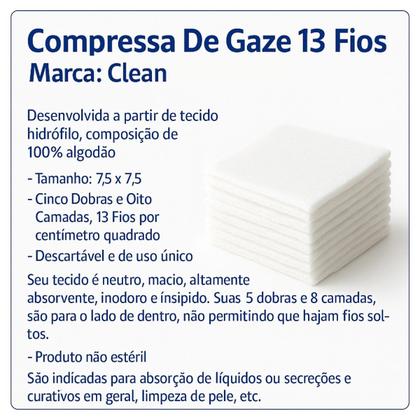 Imagem de Kit 4 Pacotes Gaze Não Estéril 13 Fios 240g para Curativo  1200 Unid