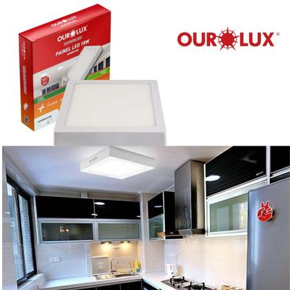 Imagem de Kit 4 Painel Led Sobrepor 18w Bivolt 6500k Quadrado Ourolux