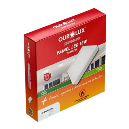 Imagem de Kit 4 Painel Led Sobrepor 18w Bivolt 6500k Quadrado Ourolux