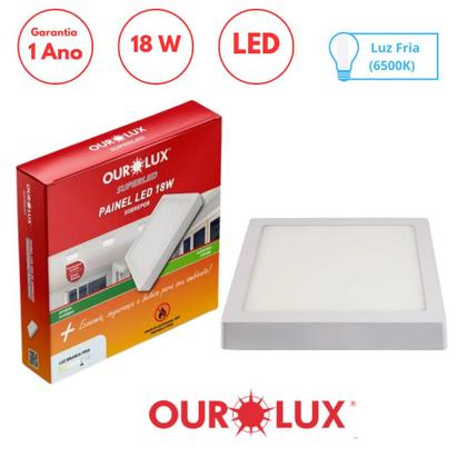 Imagem de Kit 4 Painel Led Sobrepor 18w Bivolt 6500k Quadrado Ourolux