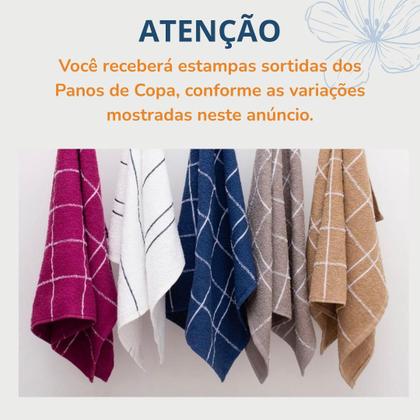 Imagem de Kit 4 Pano de Prato Copa Atoalhado Xadrez 100% Algodão