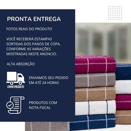 Imagem de Kit 4 Pano de Prato Copa Atoalhado Xadrez 100% Algodão