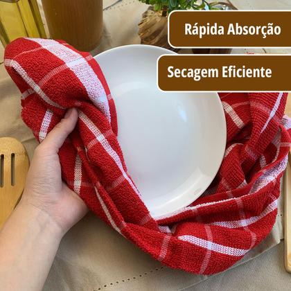 Imagem de Kit 4 Pano de Prato Copa Cozinha Absorvente Atoalhado Qua Vm
