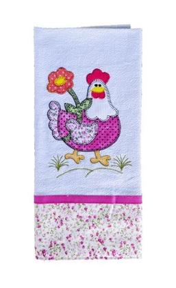 Imagem de Kit 4 Panos Copa Bordado Pé De Galinha 100% Algodão - Pink