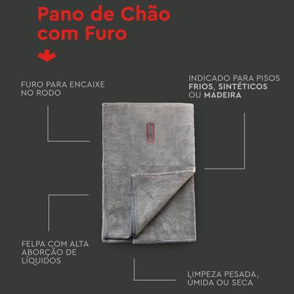 Imagem de Kit 4 Panos De Chão Com Furo 60X50 Cinza Microfibra