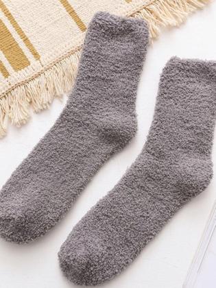 Imagem de Kit 4 Pares Meias Feminina Felpuda Flanelada Carneiro Lã Cores Fofas Inverno Frio Grossa Quentinha