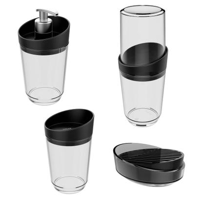 Imagem de Kit 4 Pçs Banheiro Dispenser Porta Sabonete Escova Algodão Smart S - Crippa