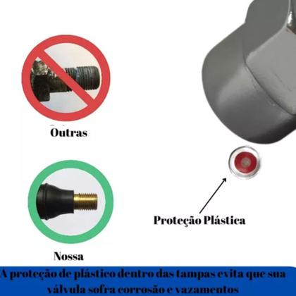 Imagem de Kit 4 Pçs Bico Tampa De Válvula Pneu Para Roda Carro e Moto