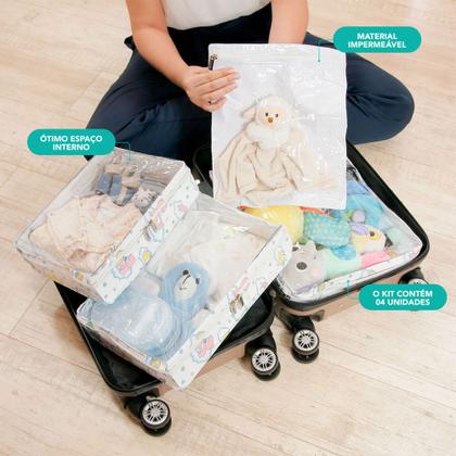Imagem de Kit 4 Pçs Organizador de Mala Impermeável com Visor e Zíper