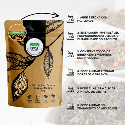 Imagem de Kit 4 pct Chá de Rosa Branca - Rosa Centifolia L. - 50g