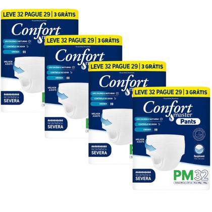 Imagem de KIT 4 PCT Fralda Calça Geriátrica Confort Master Pants C 32 Unidades PM e GEG