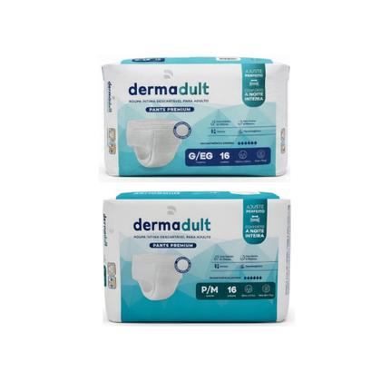 Imagem de KIT 4 PCT Fralda Descartável Para Adulto Dermadult Pants Premium Com 16 Unidades