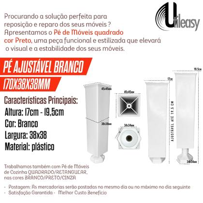 Imagem de Kit 4 Pé Armario de Cozinha Com Altura Regulavel 17 a 20cm