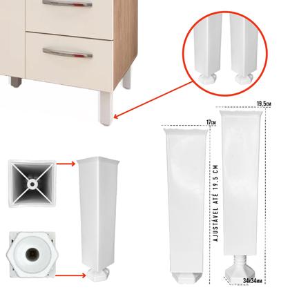 Imagem de Kit 4 Pé Armario de Cozinha Com Altura Regulavel 17 a 20cm