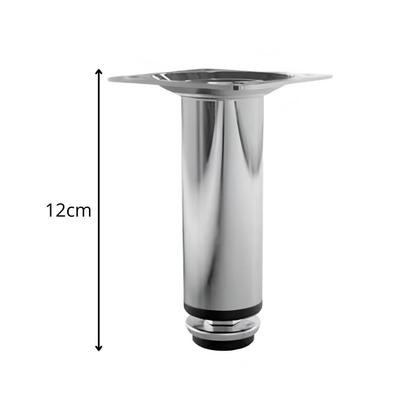 Imagem de Kit 4 Pé Para Móveis Regulável Redondo Cromado 12cm Aço