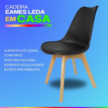 Imagem de KIT 4 Peças Cadeira Eames Leda Preta Luxo Casa Escritório Combo
