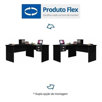 Imagem de Kit 4 Peças com 1 Mesa L 1 Armário 1 Estante Uma Porta 1 Estante 2 Portas