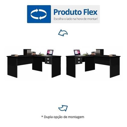 Imagem de Kit 4 Peças com 1 Mesa L 1 Armário 1 Estante Uma Porta 1 Estante 2 Portas