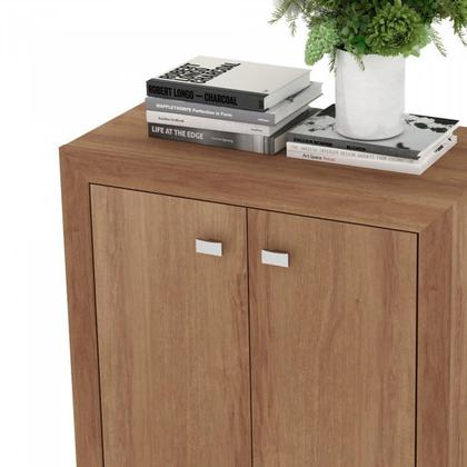 Imagem de Kit 4 Peças com Escrivaninha em L, Estante 4 Prateleiras, Armário Baixo e Balcão para Escritório