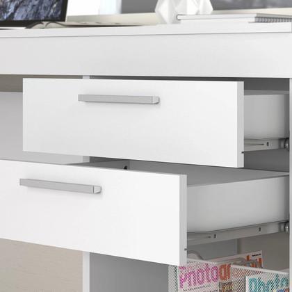 Imagem de Kit 4 Peças com Mesa para Escritório em L 1, Escrivaninha, Armário Multiuso Aberto e Armário Fechado