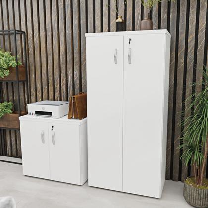 Imagem de Kit 4 Peças com Mesa para Escritório, Gaveteiro e 2 Armários