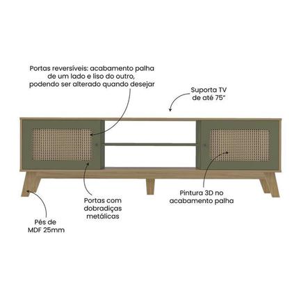 Imagem de Kit 4 Peças com Rack para Tv até 75 Polegadas, Mesa de Centro, Mesa Lateral e Aparador