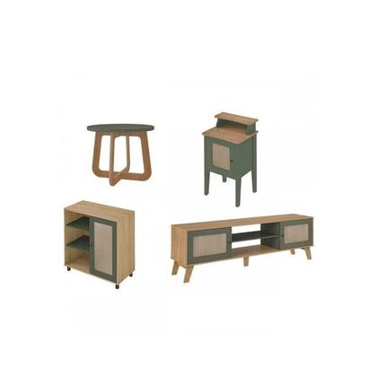 Imagem de Kit 4 Peças com Rack para Tv até 75 Polegadas, Mesa de Centro, Mesa Lateral e Aparador