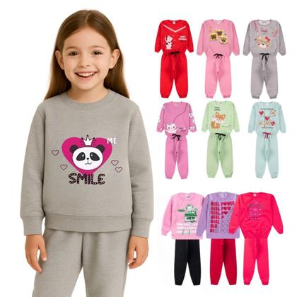 Imagem de Kit 4 Peças Conjunto Moletom Infantil Menina 1 ao 14 Feminino Outono Inverno