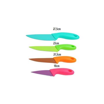 Imagem de Kit 4 pecas de facas coloridas e com cabo plastico colors cozinha cheff utensilios aco inox