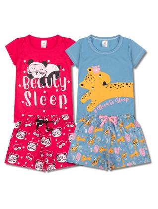 Imagem de Kit 4 Peças de Pijamas Curto Infantis para Meninas Confortáveis e Cheios de Estilo