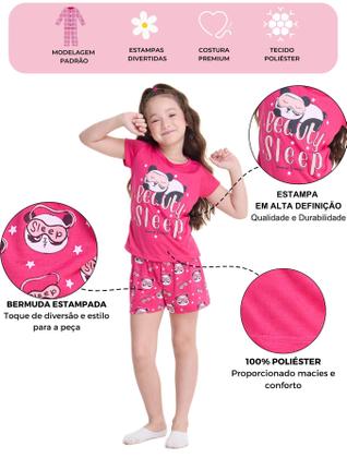 Imagem de Kit 4 Peças de Pijamas Curto Infantis para Meninas Confortáveis e Cheios de Estilo
