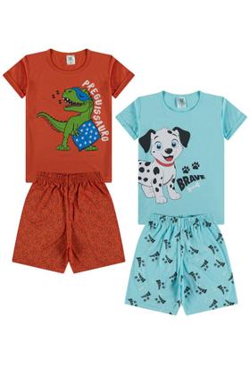 Imagem de Kit 4 Peças de Pijamas Curto Infantis para Meninos bebê Confortáveis e Cheios de Estilo pijama para bebê meninos