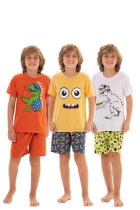 Imagem de Kit 4 Peças de Pijamas Curto Infantis para Meninos Confortáveis e Cheios de Estilo pijama para meninos