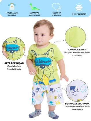 Imagem de Kit 4 Peças de Pijamas Curto Infantis para Meninos Confortáveis e Cheios de Estilo pijama para meninos