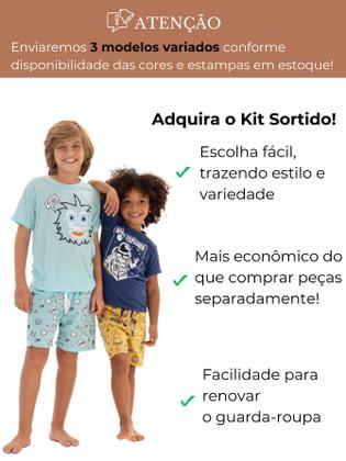 Imagem de Kit 4 Peças de Pijamas Curto Infantis para Meninos Confortáveis e Cheios de Estilo pijama para meninos