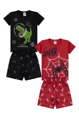 Imagem de Kit 4 Peças de Pijamas Curto Infantis para Meninos Confortáveis e Cheios de Estilo pijama para meninos